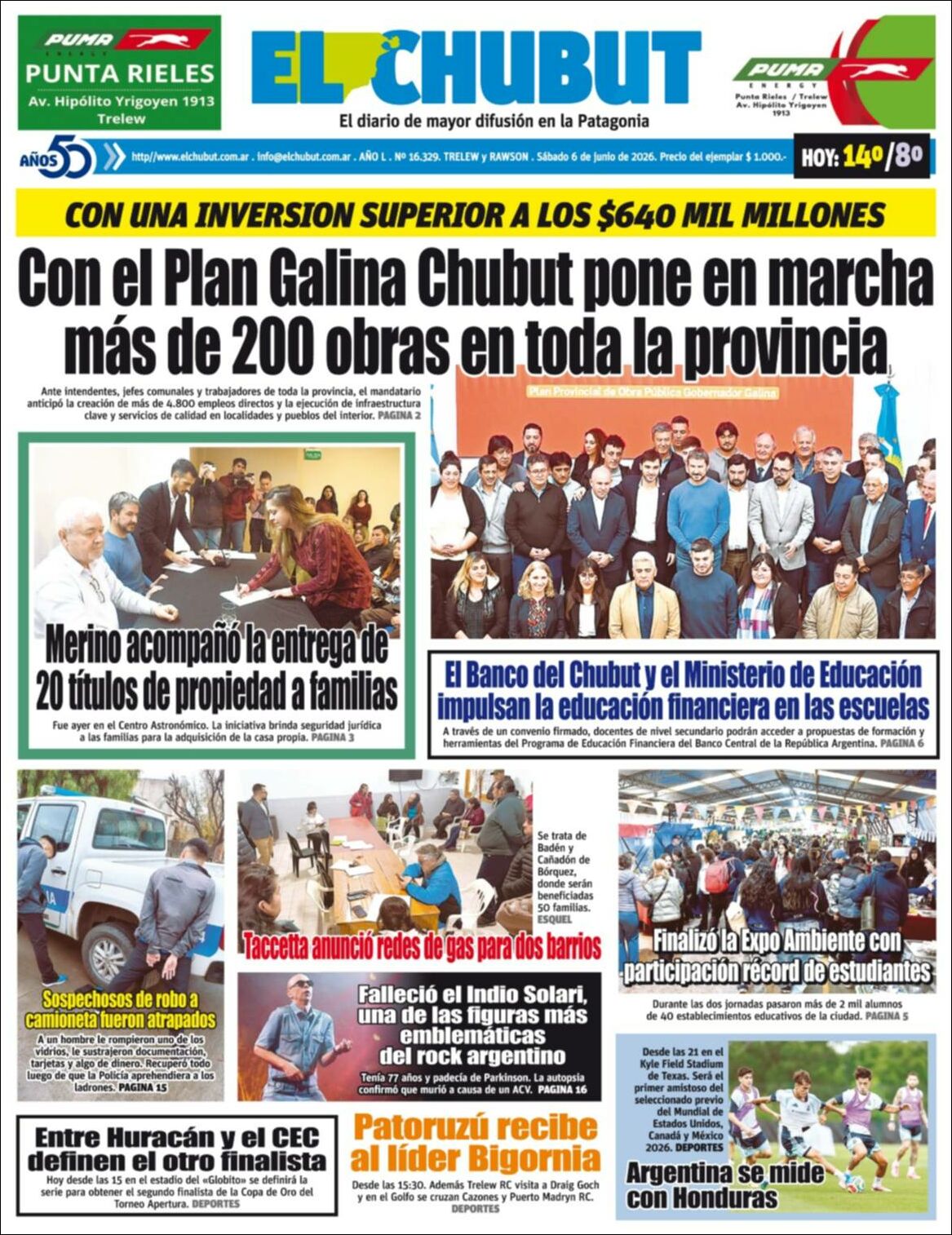 Media Panel - Developments and Systems | ESTACION PUNTOARG - Tapa del diario El Chubut
